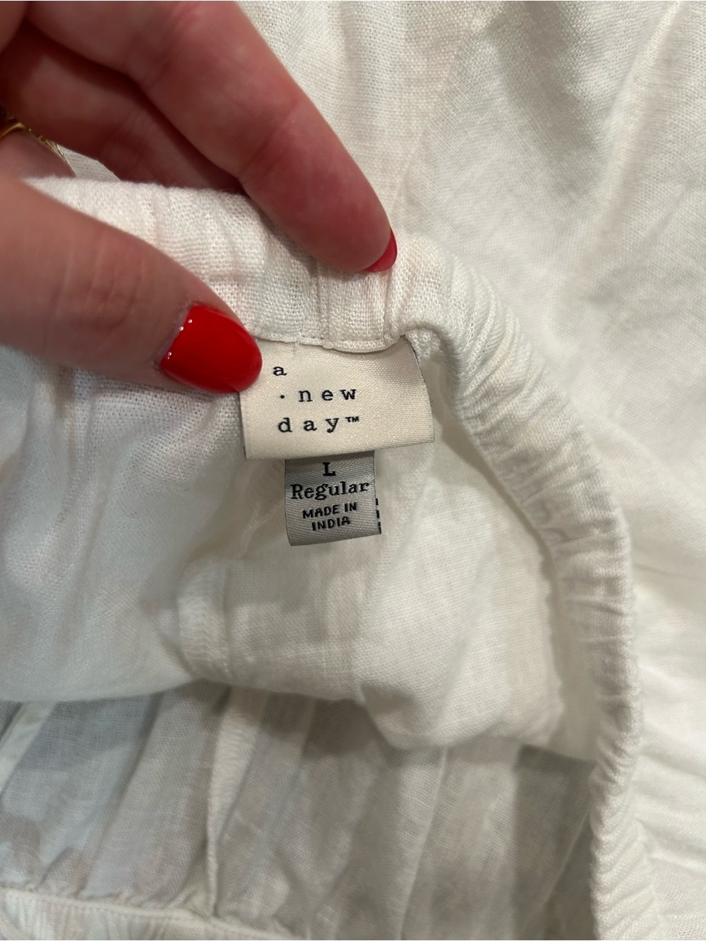 a new day White Elastic-Waist Linen Blend Pants - Picture 3 of 4